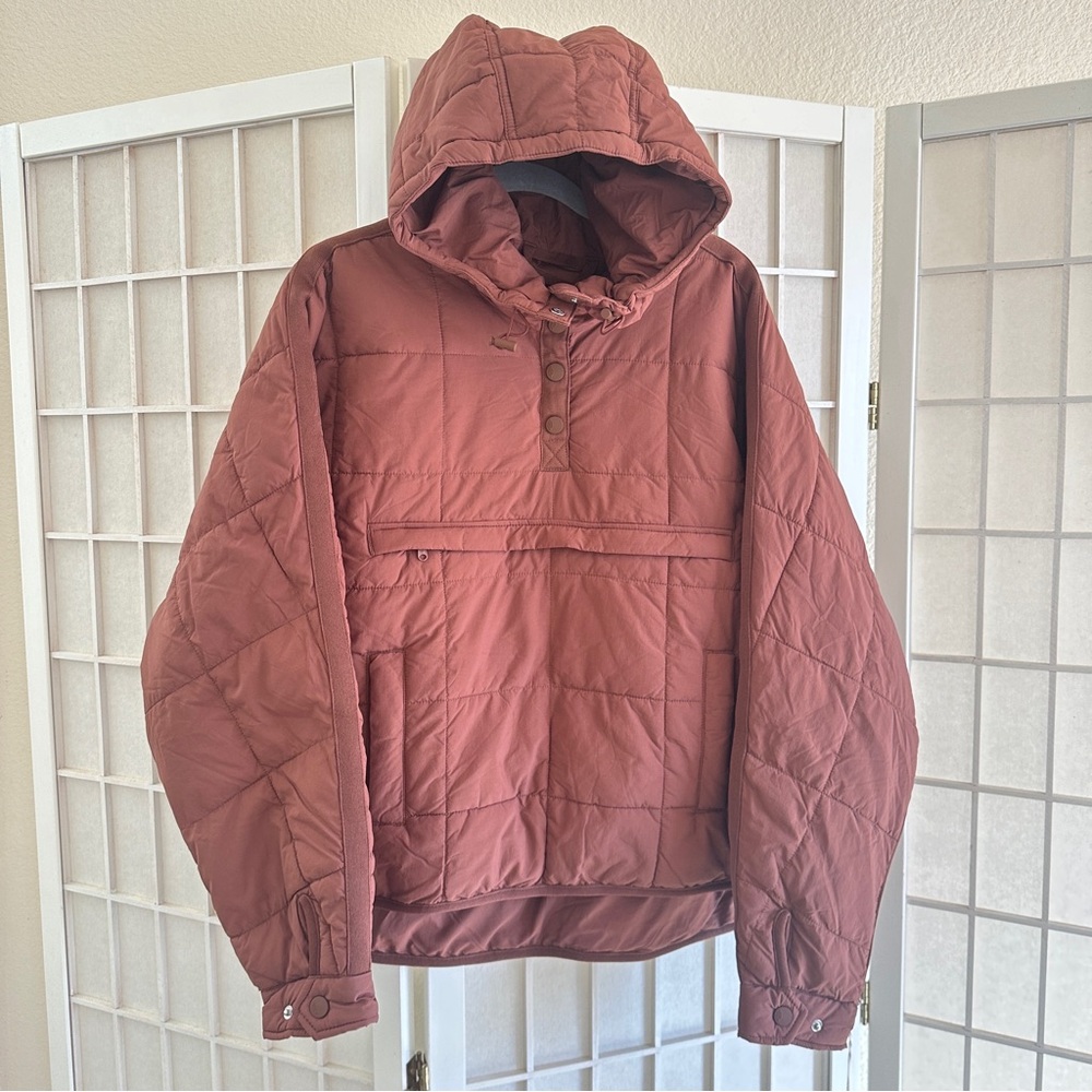 Free People Quilted Hooded Puff Jacket in Rust Brown - Picture 8 of 13